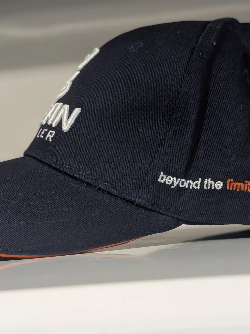 New Ocean crawler Navy Baseball Cap Navy Hat with Orange Trim - Adjustable